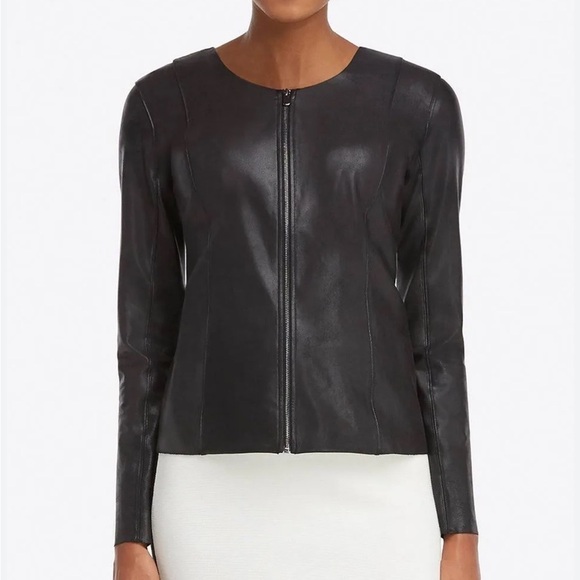 SPANX Tops - Spanx collarless  faux leather moto jacket